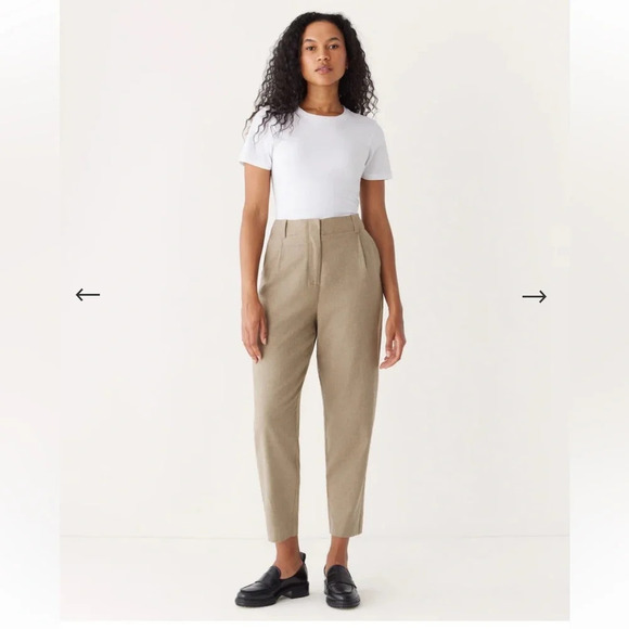 Frank and Oak The Amelia Balloon Fit Pant in Tan Size 10 Coastal,Linen  Casual - Picture 1 of 16